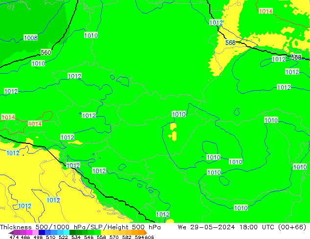 Thck 500-1000hPa UK-Global We 29.05.2024 18 UTC