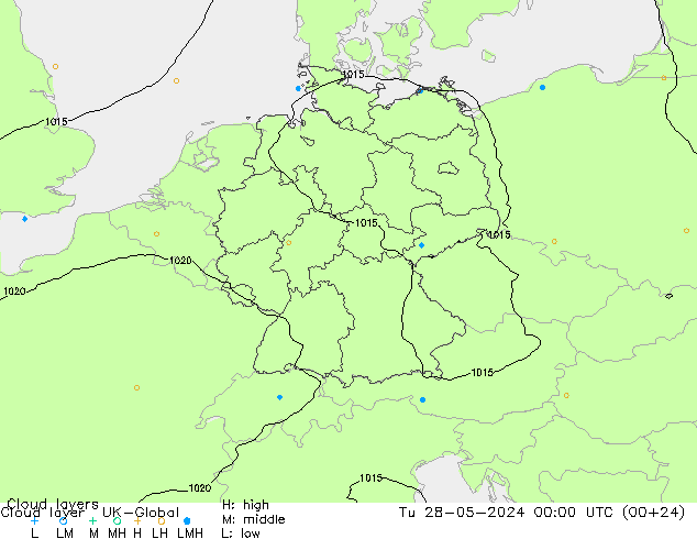 Wolkenschichten UK-Global Di 28.05.2024 00 UTC