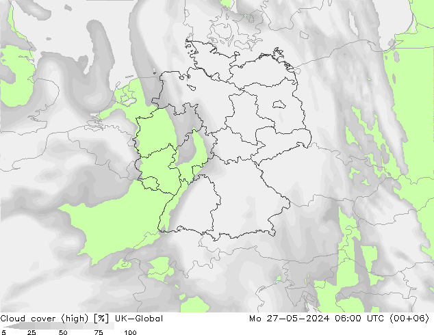 zachmurzenie (wysokie) UK-Global pon. 27.05.2024 06 UTC