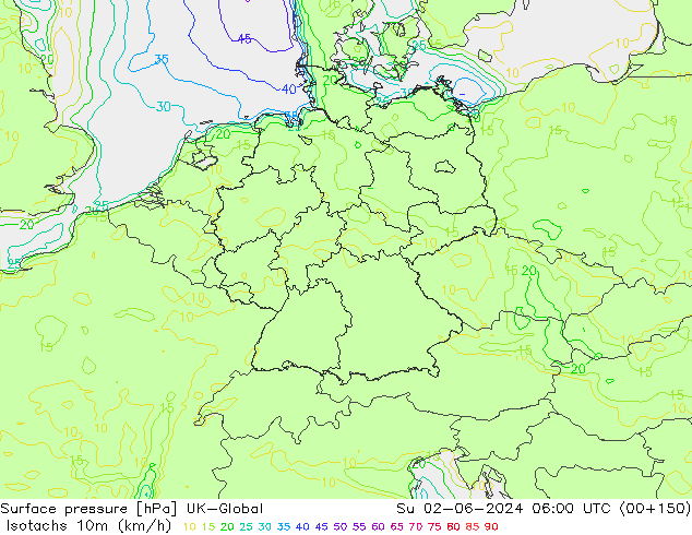 Isotachs (kph) UK-Global Dom 02.06.2024 06 UTC