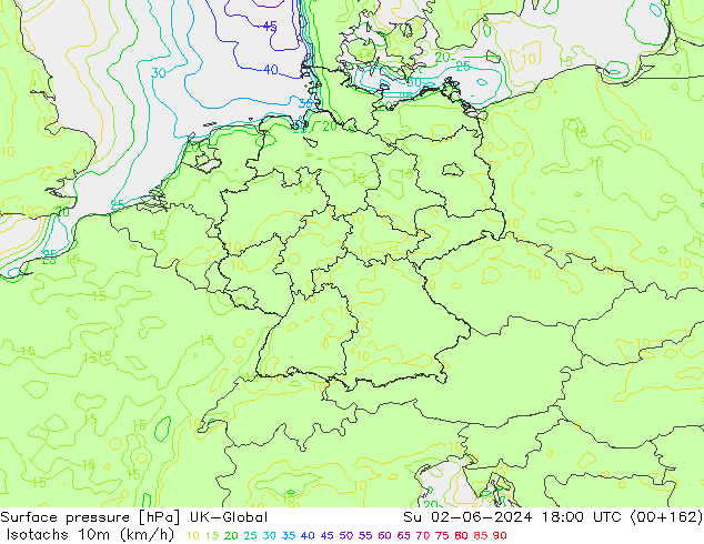 Isotachs (kph) UK-Global Su 02.06.2024 18 UTC