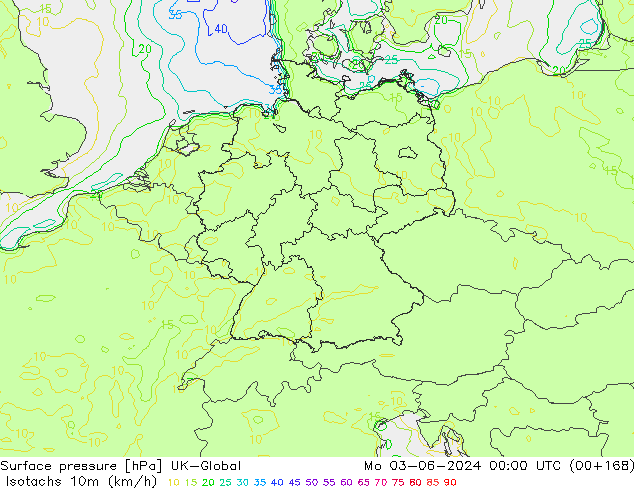 Isotachs (kph) UK-Global lun 03.06.2024 00 UTC