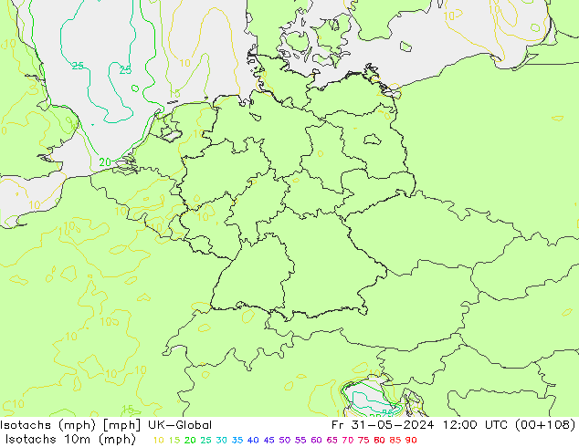 Eşrüzgar Hızları mph UK-Global Cu 31.05.2024 12 UTC