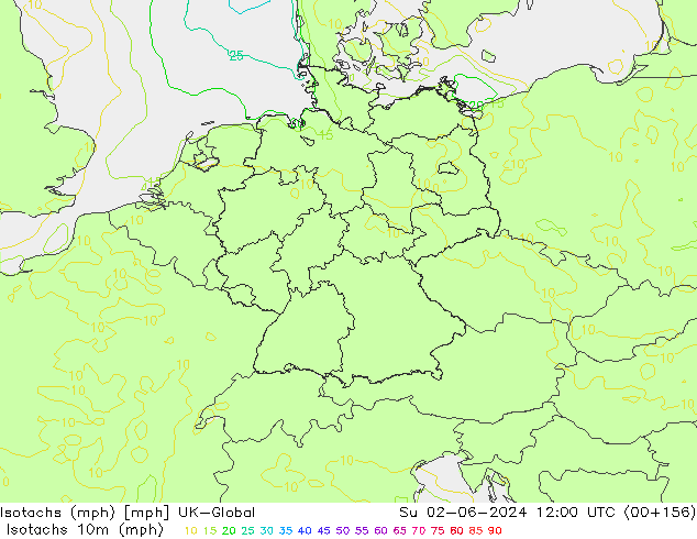 Isotachs (mph) UK-Global Ne 02.06.2024 12 UTC