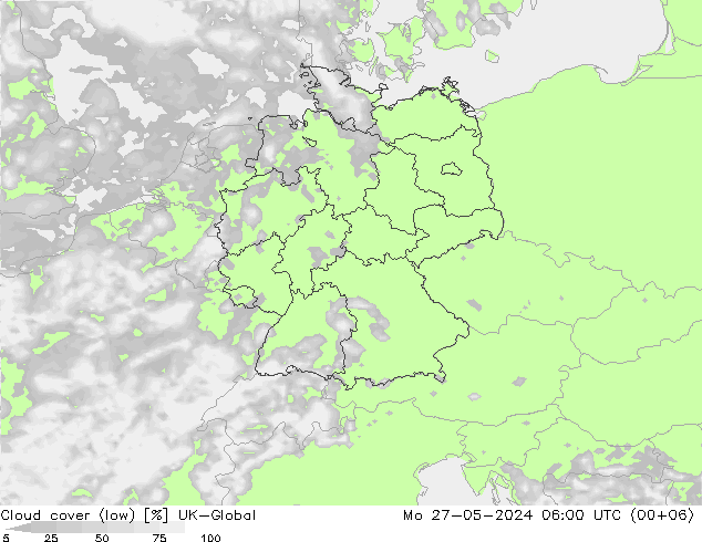 zachmurzenie (niskie) UK-Global pon. 27.05.2024 06 UTC