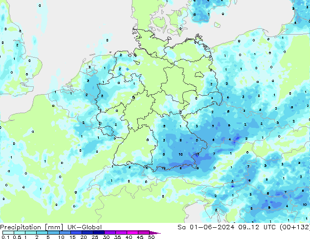 Srážky UK-Global So 01.06.2024 12 UTC