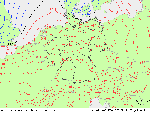Surface pressure UK-Global Tu 28.05.2024 12 UTC