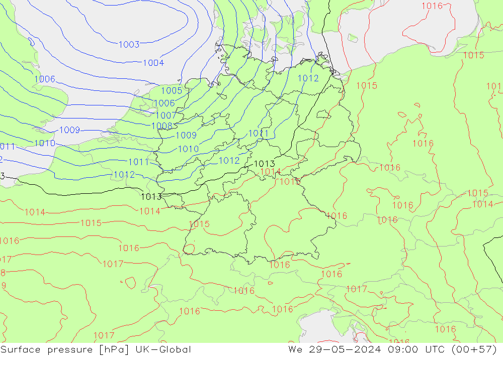 приземное давление UK-Global ср 29.05.2024 09 UTC