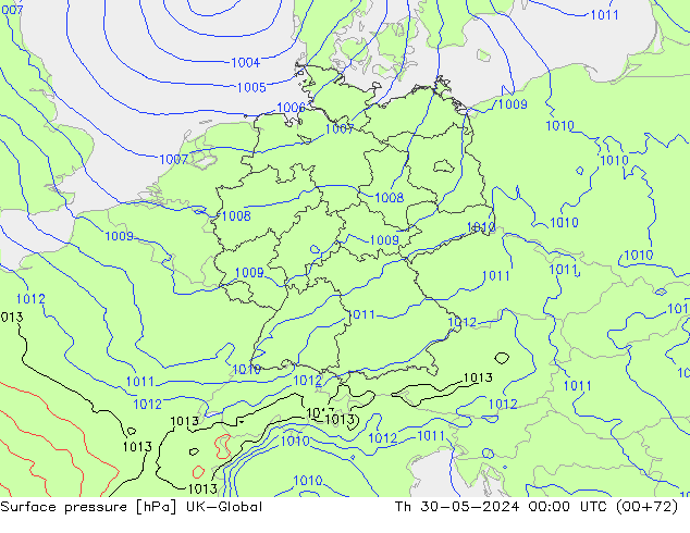 Presión superficial UK-Global jue 30.05.2024 00 UTC