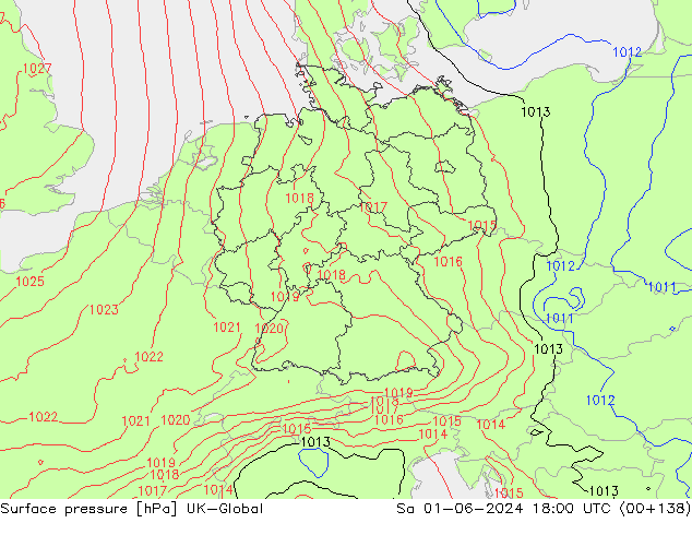 Surface pressure UK-Global Sa 01.06.2024 18 UTC