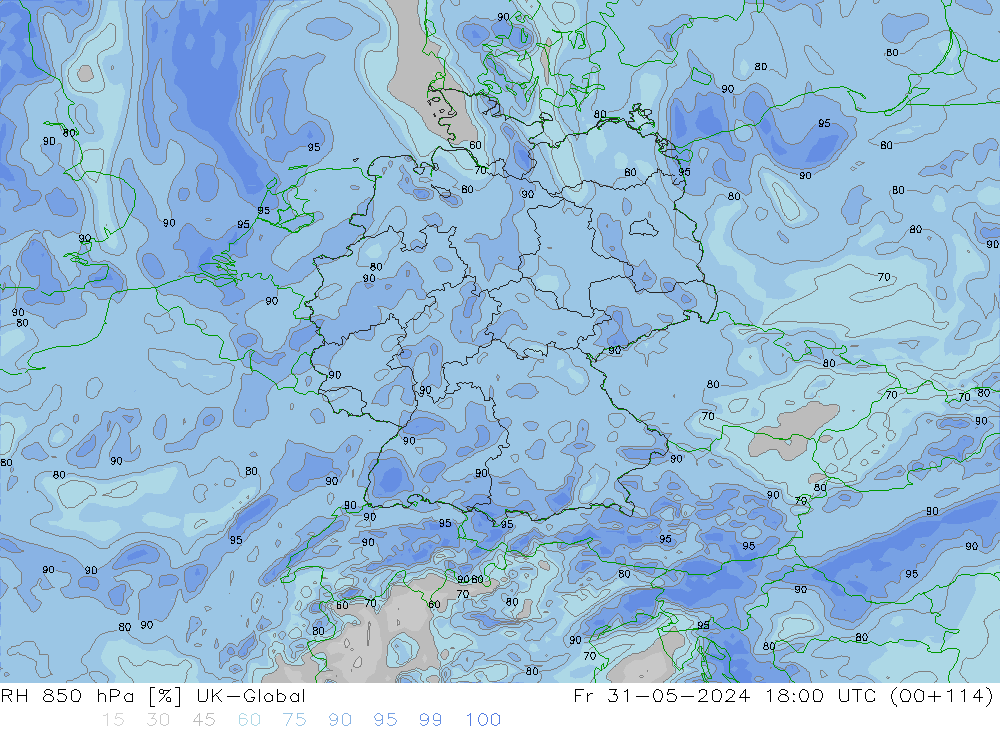 RV 850 hPa UK-Global vr 31.05.2024 18 UTC