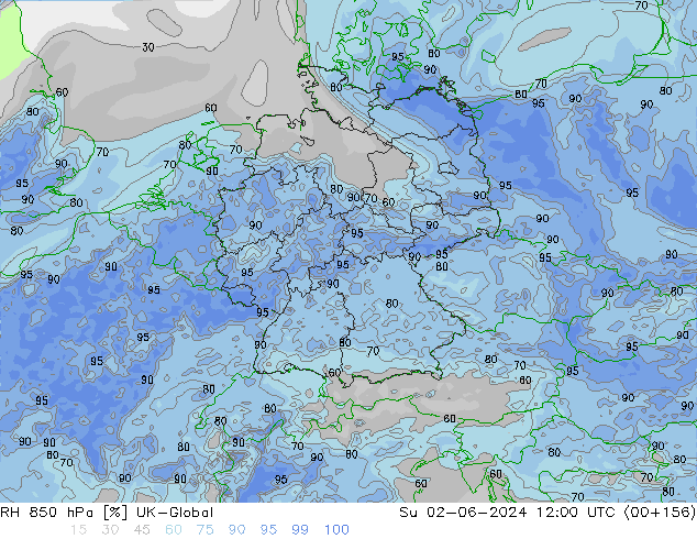 850 hPa Nispi Nem UK-Global Paz 02.06.2024 12 UTC