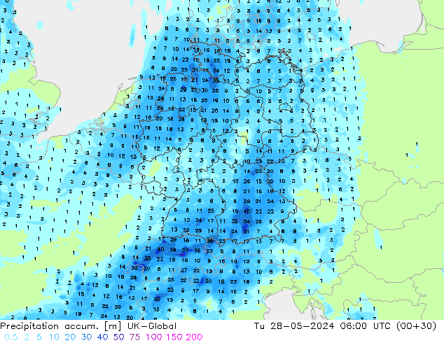 Toplam Yağış UK-Global Sa 28.05.2024 06 UTC