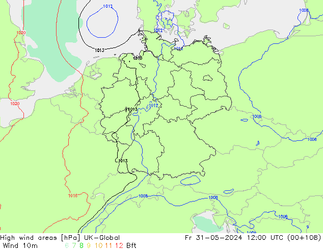 High wind areas UK-Global Fr 31.05.2024 12 UTC