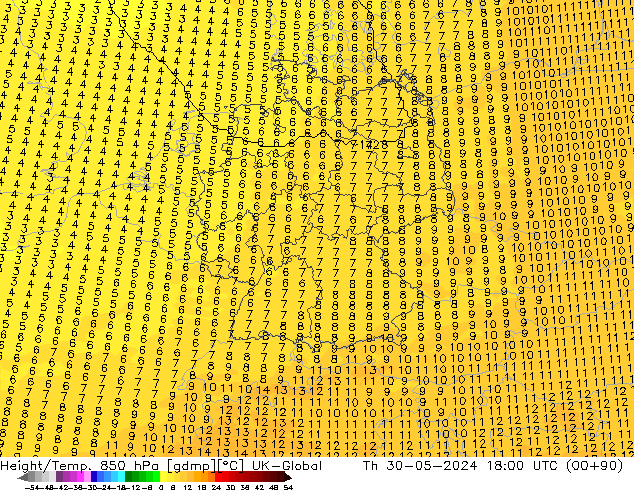 Height/Temp. 850 hPa UK-Global  30.05.2024 18 UTC