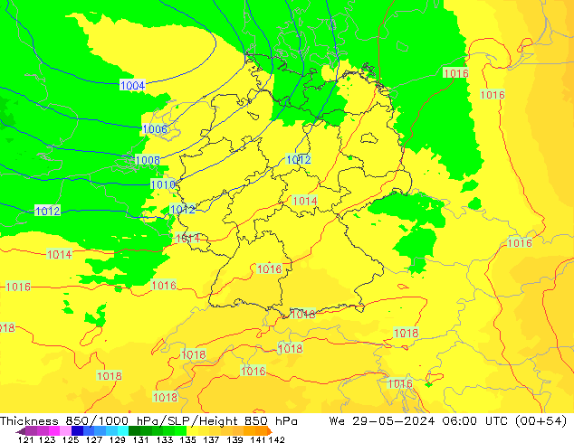 Thck 850-1000 гПа UK-Global ср 29.05.2024 06 UTC