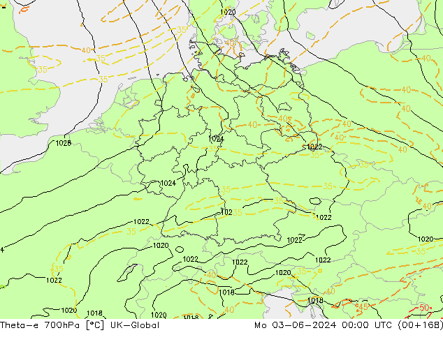 Theta-e 700hPa UK-Global lun 03.06.2024 00 UTC