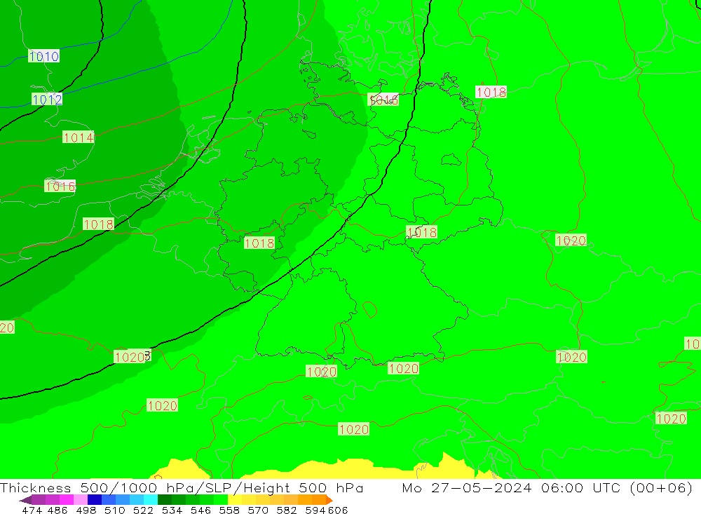 Thck 500-1000hPa UK-Global  27.05.2024 06 UTC