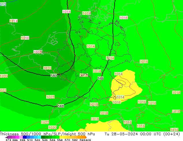 Thck 500-1000hPa UK-Global Út 28.05.2024 00 UTC