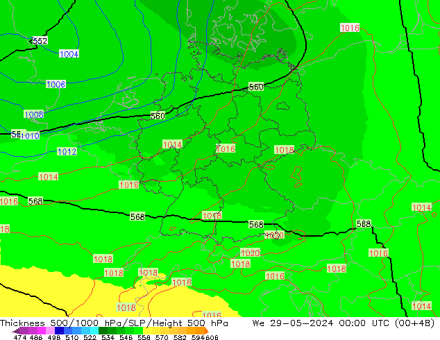 Thck 500-1000hPa UK-Global We 29.05.2024 00 UTC