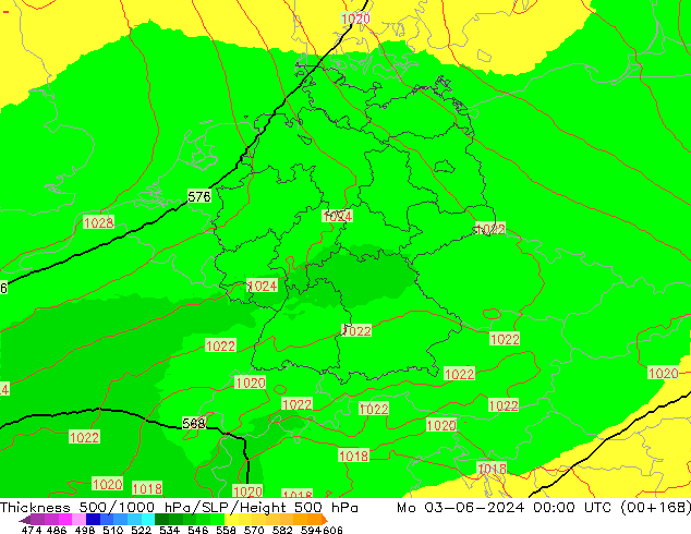 Schichtdicke 500-1000 hPa UK-Global Mo 03.06.2024 00 UTC