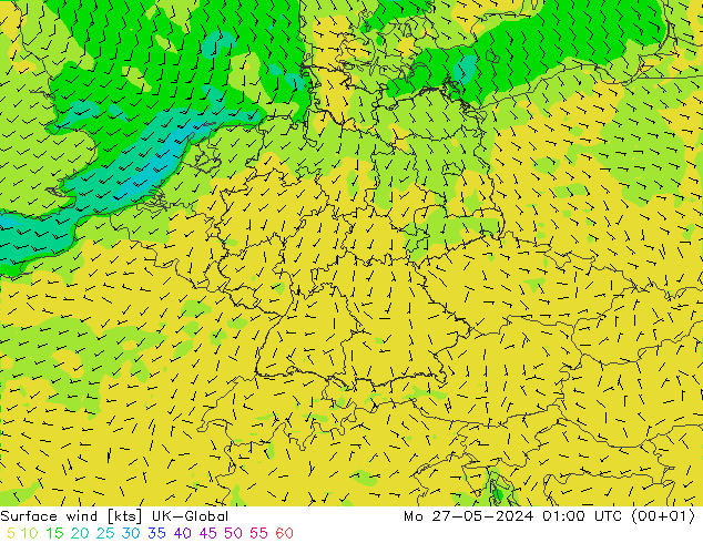 风 10 米 UK-Global 星期一 27.05.2024 01 UTC