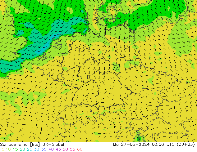 Surface wind UK-Global Po 27.05.2024 03 UTC