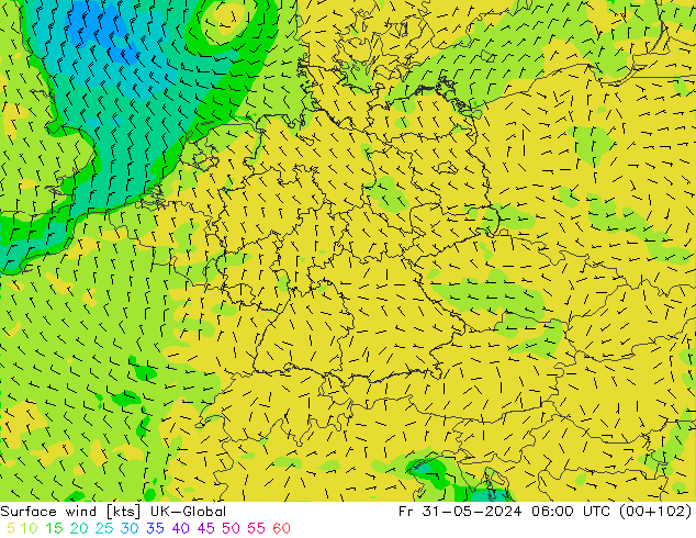 Surface wind UK-Global Fr 31.05.2024 06 UTC