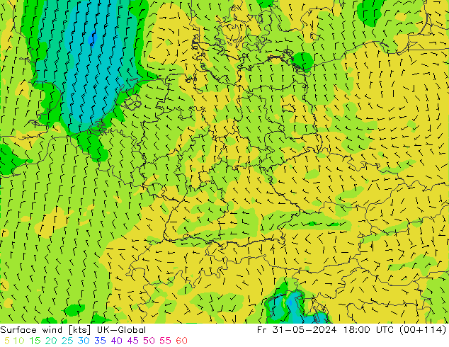 Surface wind UK-Global Fr 31.05.2024 18 UTC