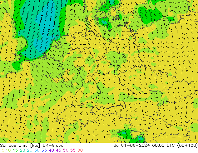 Surface wind UK-Global Sa 01.06.2024 00 UTC