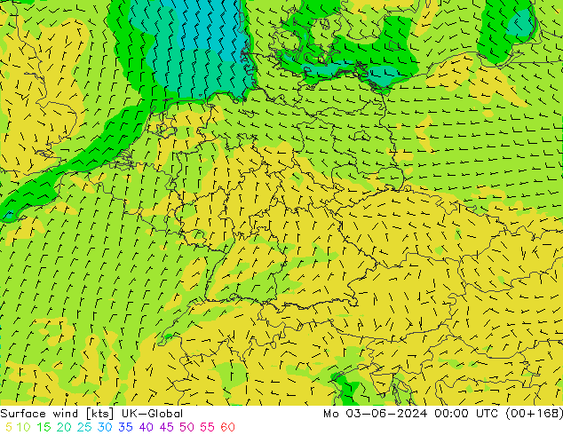 Vento 10 m UK-Global lun 03.06.2024 00 UTC