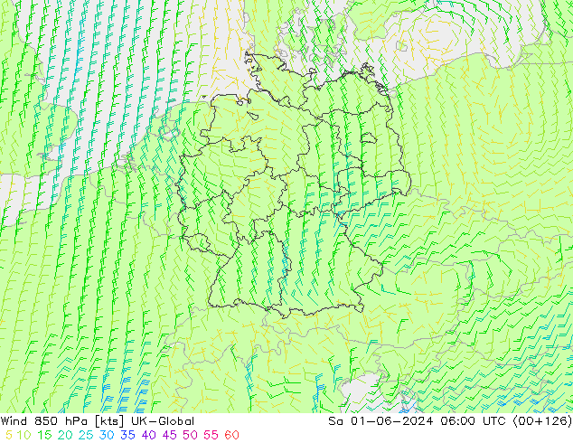 ветер 850 гПа UK-Global сб 01.06.2024 06 UTC