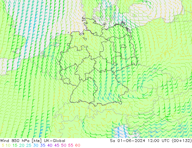 ветер 850 гПа UK-Global сб 01.06.2024 12 UTC