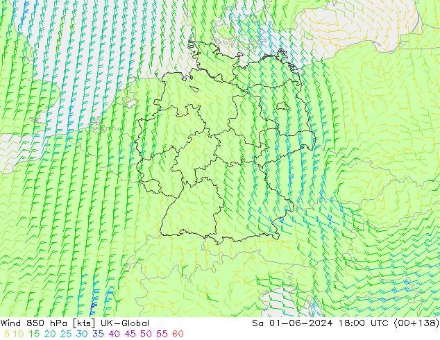 Wind 850 hPa UK-Global Sa 01.06.2024 18 UTC