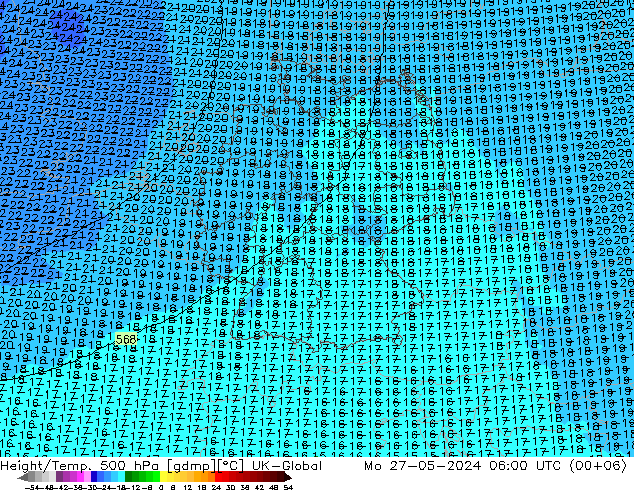 Hoogte/Temp. 500 hPa UK-Global ma 27.05.2024 06 UTC