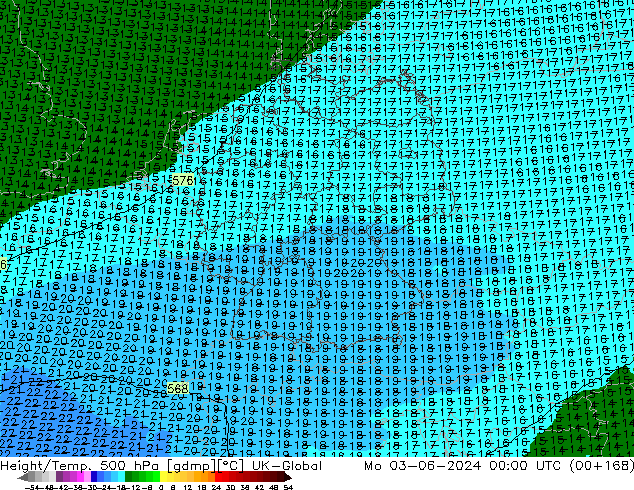 Height/Temp. 500 hPa UK-Global Po 03.06.2024 00 UTC