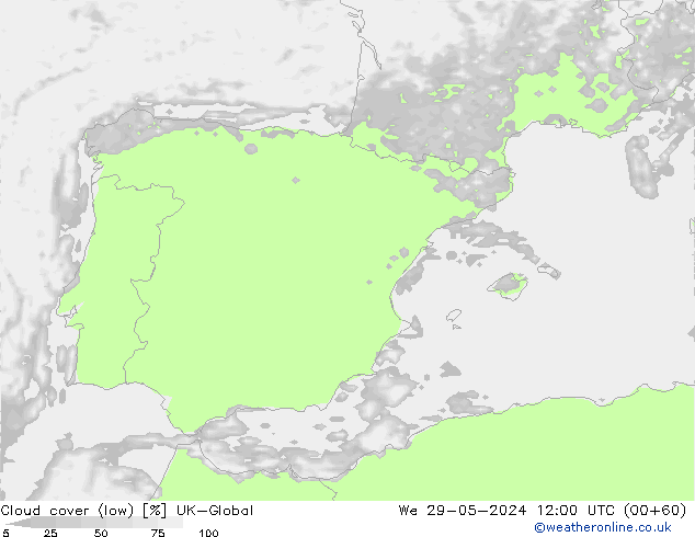 zachmurzenie (niskie) UK-Global śro. 29.05.2024 12 UTC