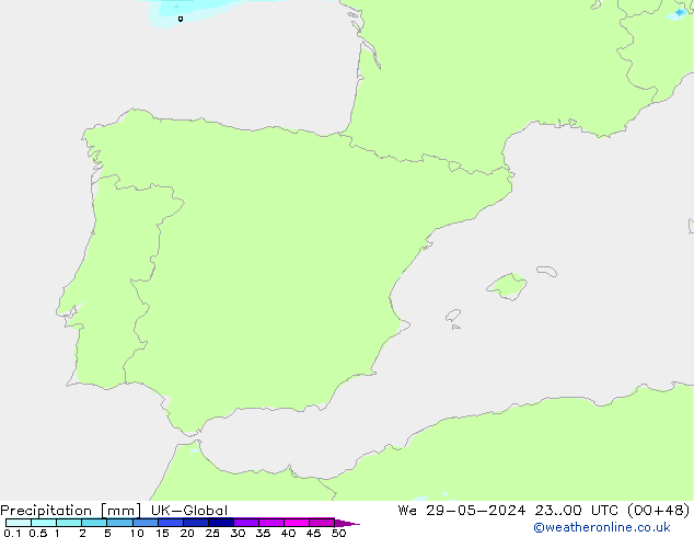 Precipitazione UK-Global mer 29.05.2024 00 UTC