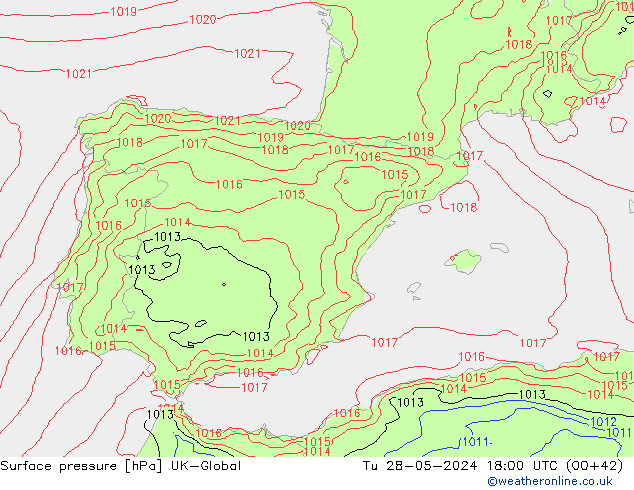 pressão do solo UK-Global Ter 28.05.2024 18 UTC