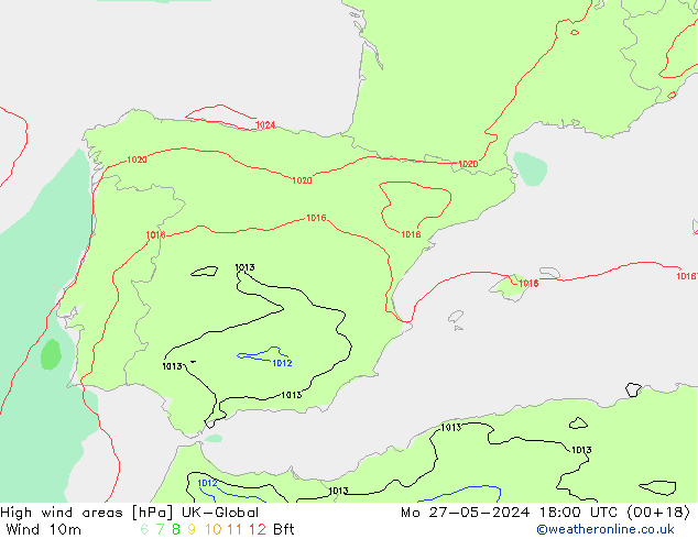 High wind areas UK-Global lun 27.05.2024 18 UTC