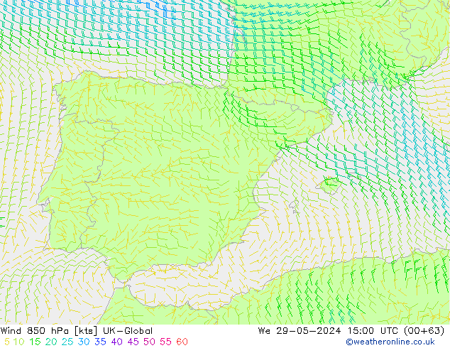  850 hPa UK-Global  29.05.2024 15 UTC