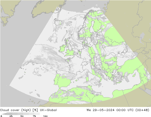 Nuages (élevé) UK-Global mer 29.05.2024 00 UTC