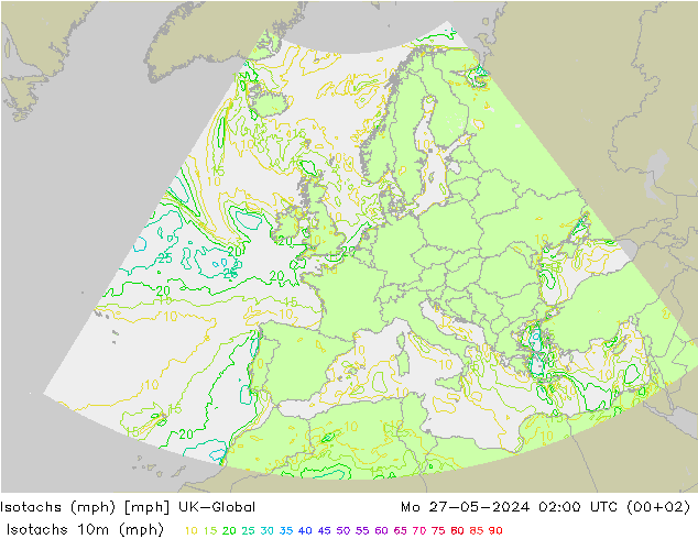 Isotachs (mph) UK-Global Po 27.05.2024 02 UTC