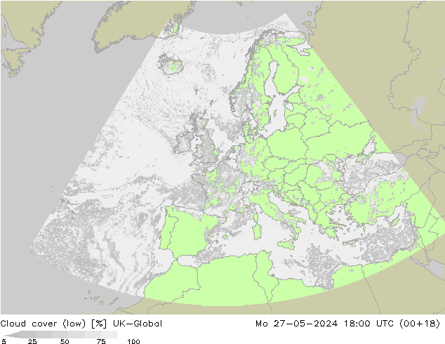 zachmurzenie (niskie) UK-Global pon. 27.05.2024 18 UTC