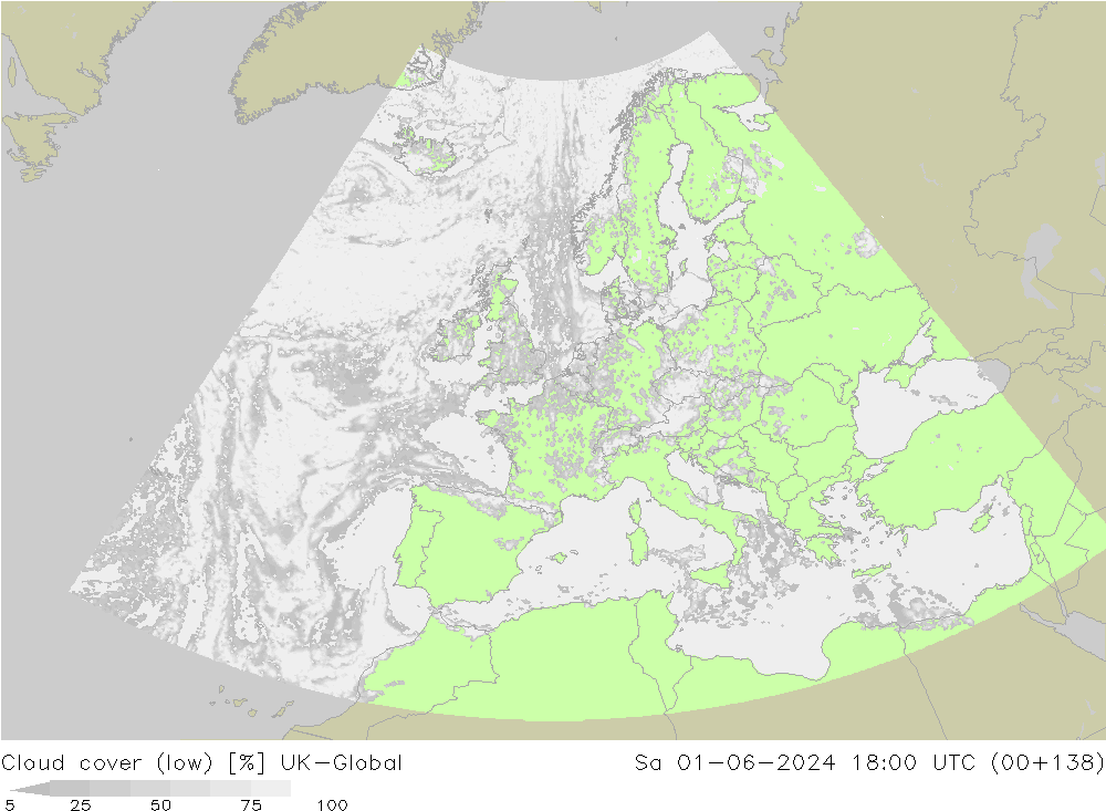 Cloud cover (low) UK-Global Sa 01.06.2024 18 UTC