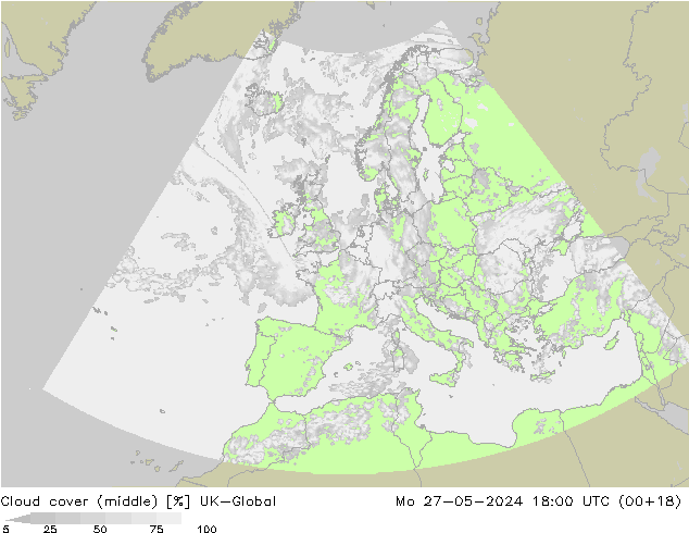 Nuages (moyen) UK-Global lun 27.05.2024 18 UTC