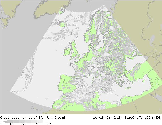 Cloud cover (middle) UK-Global Su 02.06.2024 12 UTC