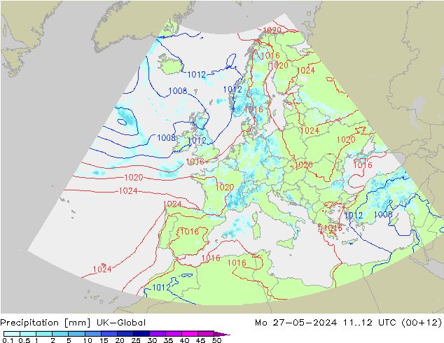 Precipitation UK-Global Mo 27.05.2024 12 UTC