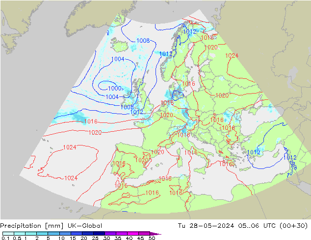 Précipitation UK-Global mar 28.05.2024 06 UTC