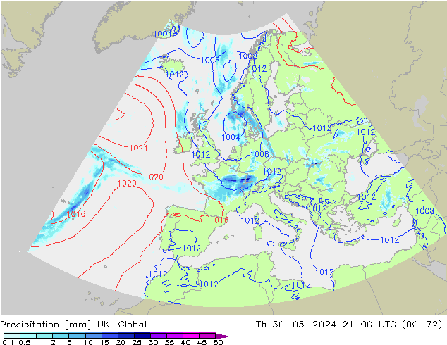 Precipitation UK-Global Th 30.05.2024 00 UTC